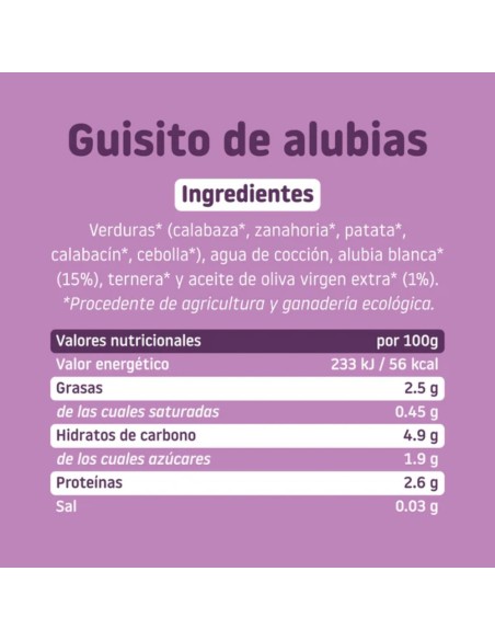 Oferta Potito guisito de alubias ecológico tarrito 230g. +6M Smileat