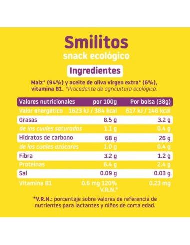 Oferta Smilitos de maíz bolsa 38g. +8M Smileat