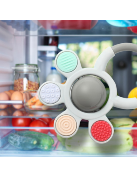 Sonajero mordedor texturas gris 0M+ BabyOno – Estimulación y alivio para tu bebé