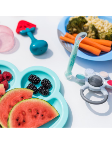 Sonajero mordedor texturas gris 0M+ BabyOno – Estimulación y alivio para tu bebé