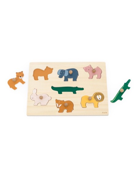 puzzle-animales-madera-7-piezas-trixie-2.jpg – Detalle de las piezas.