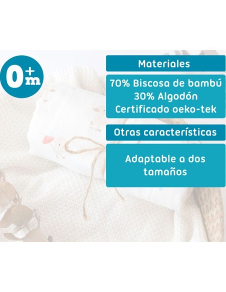 Muselina de bambú patitos 120x120 cm Kiokids