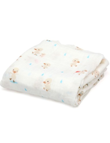 Muselina de bambú patitos 120x120 cm Kiokids