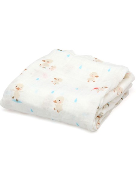 Muselina de bambú patitos 120x120 cm Kiokids