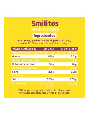 Oferta Pack 3 uds. Smilitos de maíz bolsa 38g. +8M Smileat
