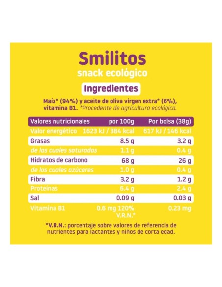 Oferta Pack 3 uds. Smilitos de maíz bolsa 38g. +8M Smileat
