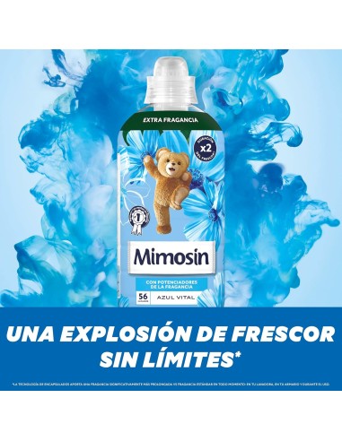 suavizante-concentrado-azul-vital-mimosin-5.jpg – Botella sobre fondo blanco.