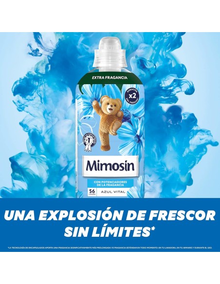 suavizante-concentrado-azul-vital-mimosin-5.jpg – Botella sobre fondo blanco.