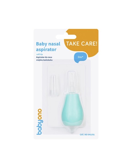 aspirador-nasal-pera-babyono-3.jpg – Aspirador nasal BabyOno en uso con bebé.