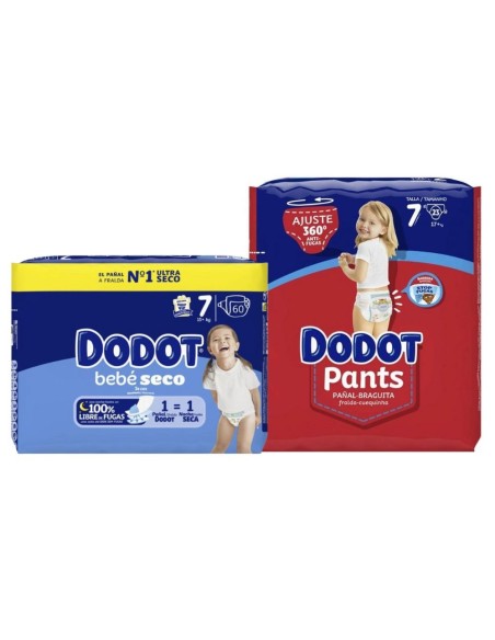 Pack Dodot Talla 7 60 uds y Dodot Pants Talla 7 23 uds