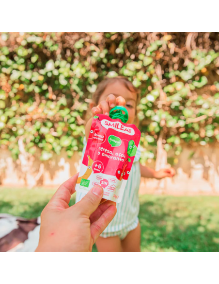 Pouche de cereza, açaí y amaranto | Smileat - Nappy.es