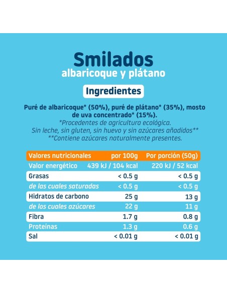 Oferta Smilado albaricoque y plátano ecológico 250g. (5 uds) +6M. Smil