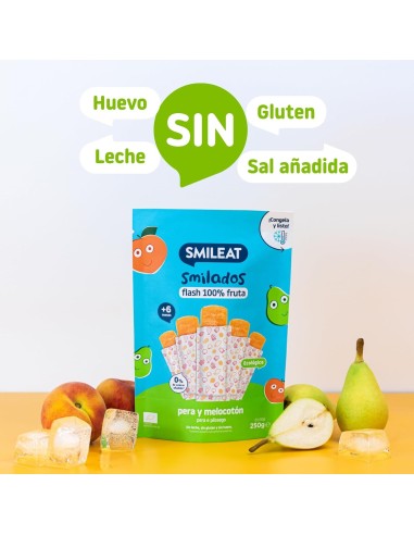 Oferta Smilado pera y melocotón ecológico 250g. (5 uds) +6M. Smileat