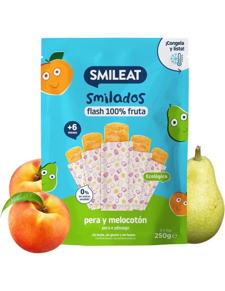 Oferta Smilado pera y melocotón ecológico 250g. (5 uds) +6M. Smileat