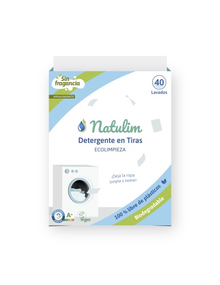 Detergente en tiras fragancia natural (40 lavados). Natulim