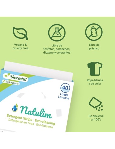 Detergente en tiras fragancia natural (40 lavados). Natulim