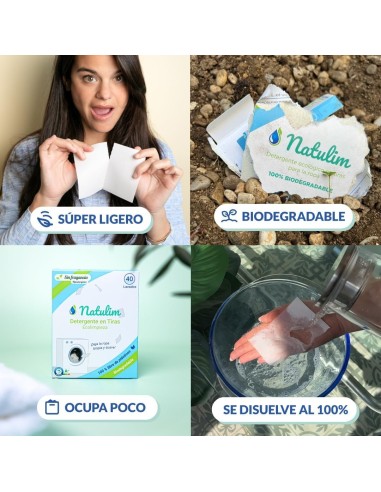 Detergente en tiras fragancia natural (40 lavados). Natulim