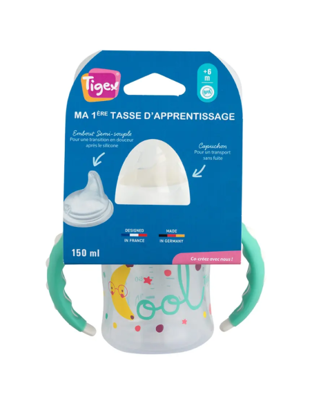 Taza anti-fugas punta blanda 150ml 6M+ Tigex