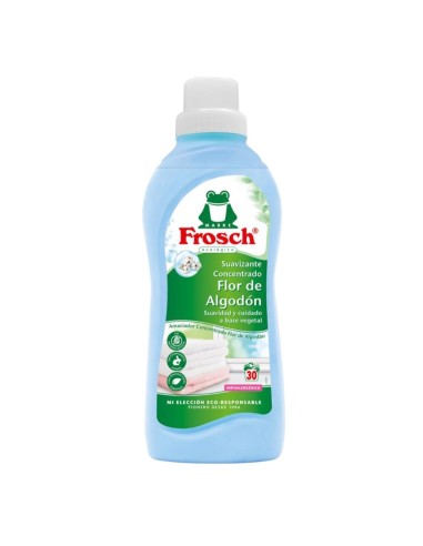 suavizante-concentrado-flor-de-algodon-750ml-frosch-1.jpg – Vista frontal del suavizante Frosch Flor de Algodón 750 ml.