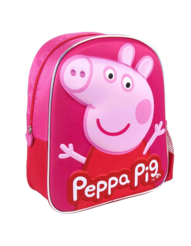 mochila-3d-peppa-pig-botella-disney-2.jpg – Detalle del relieve y colores brillantes.