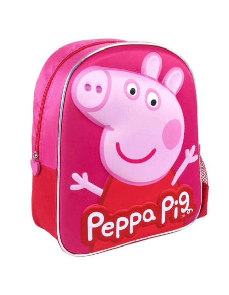 mochila-3d-peppa-pig-botella-disney-2.jpg – Detalle del relieve y colores brillantes.