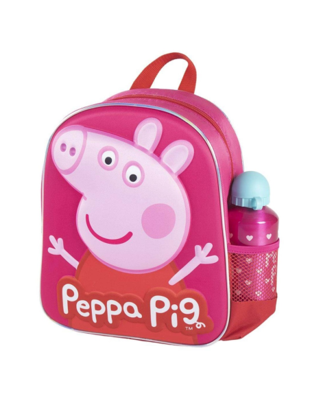 mochila-3d-peppa-pig-botella-disney-1.jpg – Vista frontal del diseño 3D de Peppa Pig.