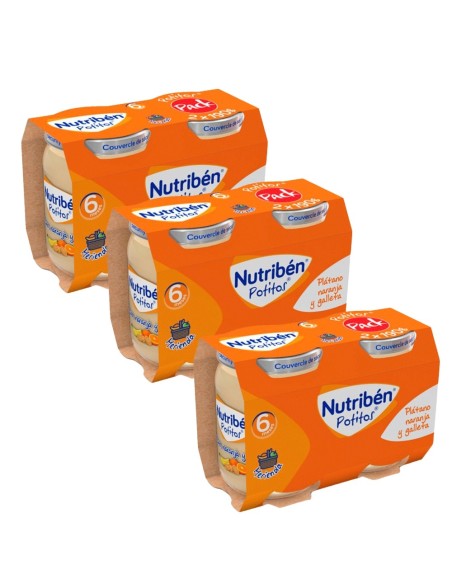 Oferta Pack 6 uds. potito plátano, naranja y galleta tarrito 190g. +6M