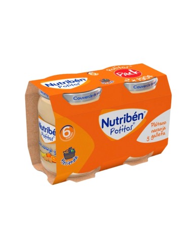 Oferta Pack 6 uds. potito plátano, naranja y galleta tarrito 190g. +6M