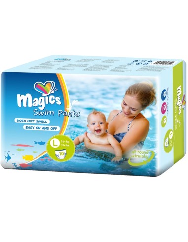 Pañales Bañador Talla L 10uds – Magics Swim Pants (desde 14 kg)