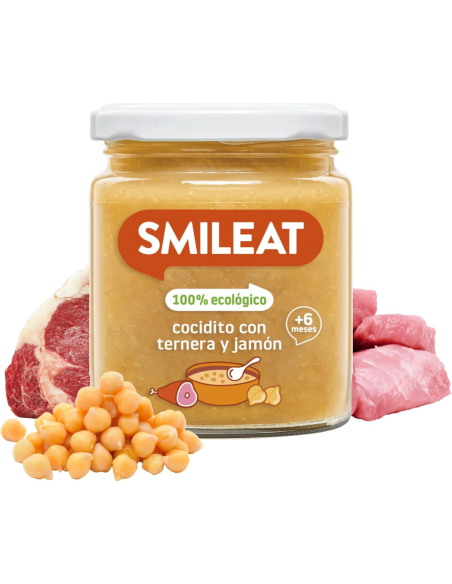 Tarrito ecológico de cocidito con ternera y jamón | Smileat - Nappy.es