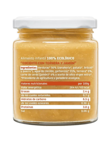 Tarrito ecológico de cocidito con ternera y jamón | Smileat - Nappy.es