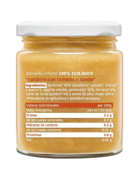 Tarrito ecológico de cocidito con ternera y jamón | Smileat - Nappy.es