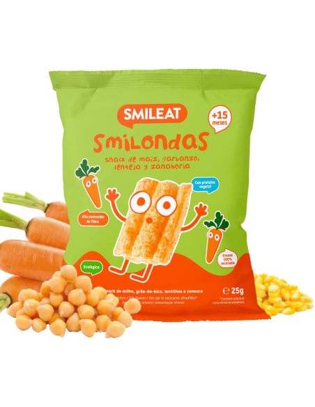 Snack de maíz, garbanzo, lenteja y zanahoria | Smileat - Nappy.es