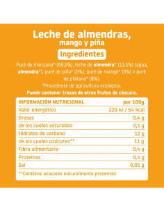 Pouche de Leche de Almendra, Mango y Piña 100gr | Smileat - Nappy.es 2