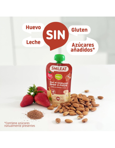 Pouche de leche de almendra, cacao y fresa | Smileat - Nappy.es