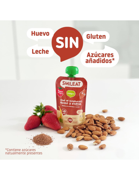 Pouche de leche de almendra, cacao y fresa | Smileat - Nappy.es