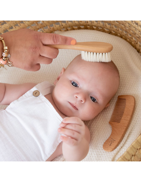 Set peine y cepillo de madera | Kiokids - Nappy.es