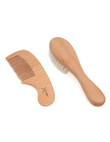 Set peine y cepillo de madera | Kiokids - Nappy.es