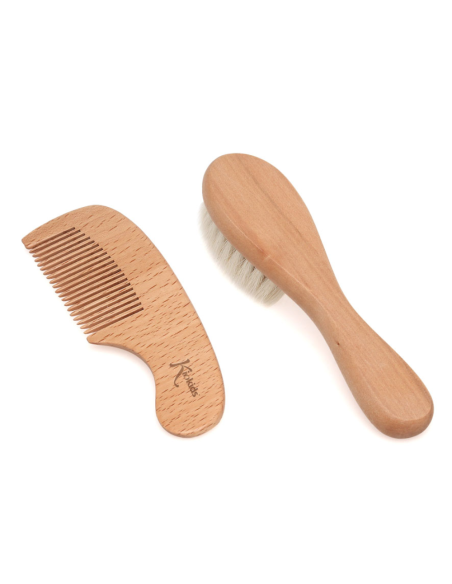 Set peine y cepillo de madera | Kiokids - Nappy.es