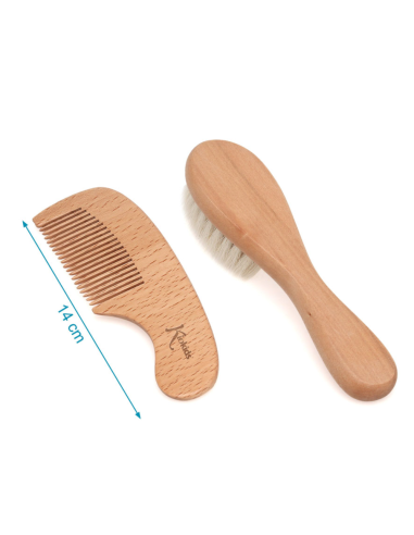 Set peine y cepillo de madera | Kiokids - Nappy.es