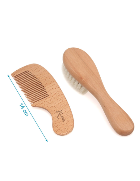 Set peine y cepillo de madera | Kiokids - Nappy.es