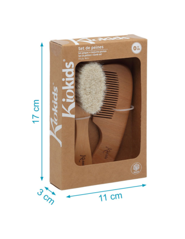 Set peine y cepillo de madera | Kiokids - Nappy.es