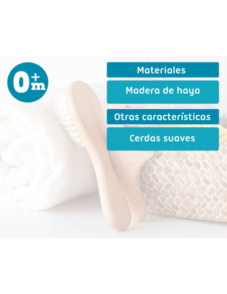 Set peine y cepillo de madera | Kiokids - Nappy.es