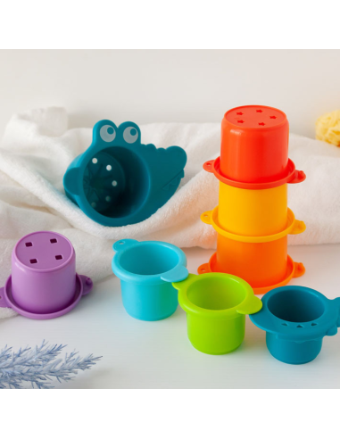 Juego de baño cubos apilables 8uds 12m+Kiokids