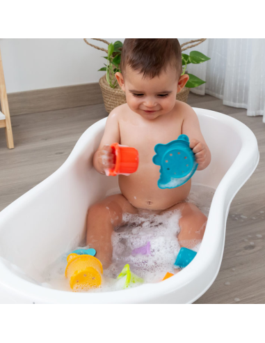 Juego de baño cubos apilables 8uds 12m+Kiokids