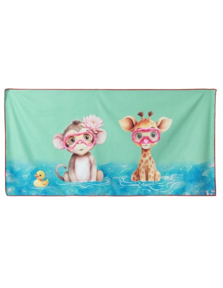 Oferta Toalla red de playa de microfibra jirafa-mono 150X75cm. Kiokids