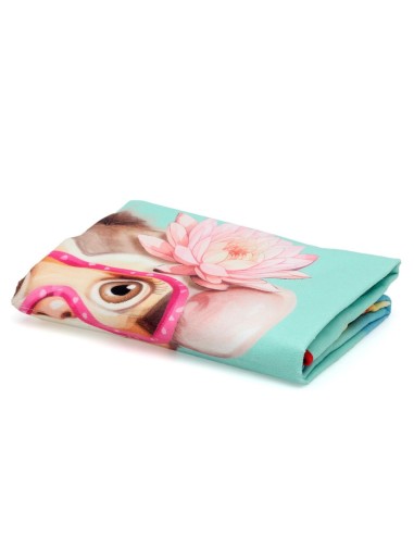 Oferta Toalla red de playa de microfibra jirafa-mono 150X75cm. Kiokids