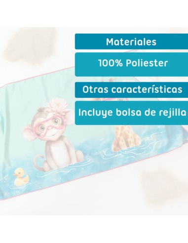 Oferta Toalla red de playa de microfibra jirafa-mono 150X75cm. Kiokids