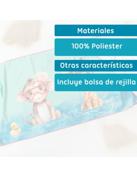 Oferta Toalla red de playa de microfibra jirafa-mono 150X75cm. Kiokids