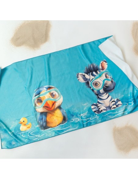 Oferta Toalla de playa de microfibra cebra-pájaro 150X75cm. Kiokids